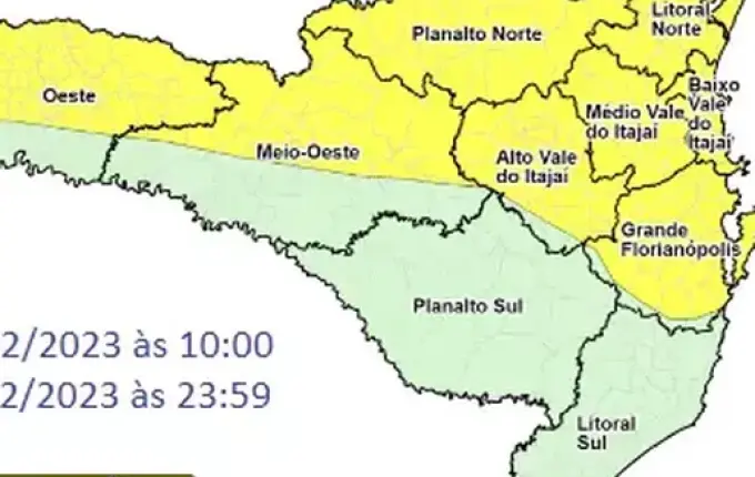 Semana começa com alerta de temporais com risco de alagamentos em SC