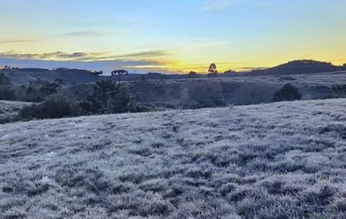 SC amanhece com formação de geada e temperatura mínima abaixo de -2ºC