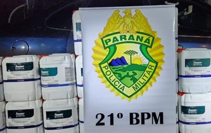 19 galões de agrotóxicos contrabandeados são apreendidos