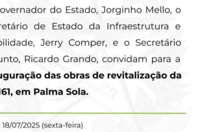 Governo do Estado inaugura obra de revitalização da SC-161 nesta sexta-feira, 18