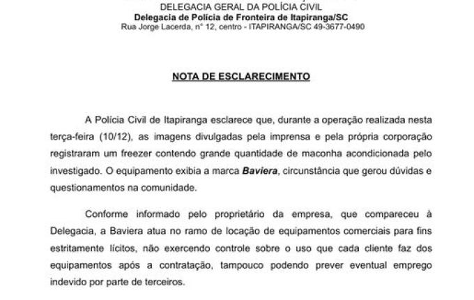 Polícia Civil divulga nota em relação a empresa que apareceu em fotos de operação