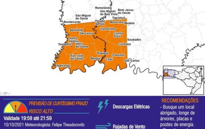 Defesa Civil alerta para possibilidade de temporais na região nas próximas horas