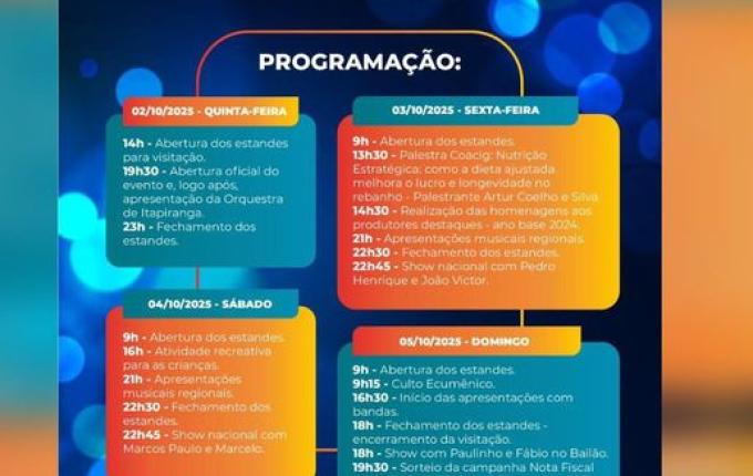 Movimenta Guaraciaba começa nesta quinta com shows e sorteio de carro