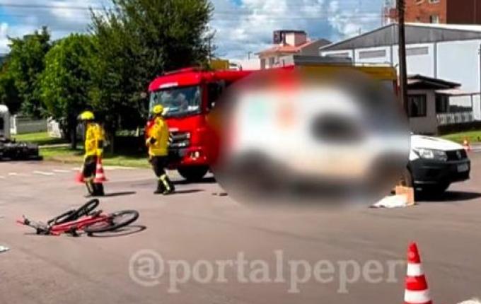 Colisão entre carro e bicicleta deixa homem ferido em São Miguel do Oeste