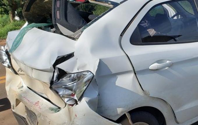 Carro da Saúde de Mondaí se envolve em engavetamento na SC-163