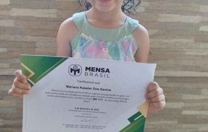 Menina de Tunápolis entra para lista de superinteligentes com 138 de QI