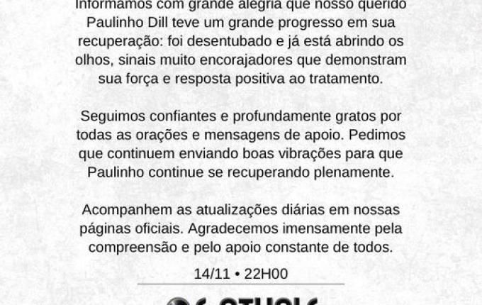 Paulinho Dill é “desentubado” e abre os olhos, informa banda Os Atuais