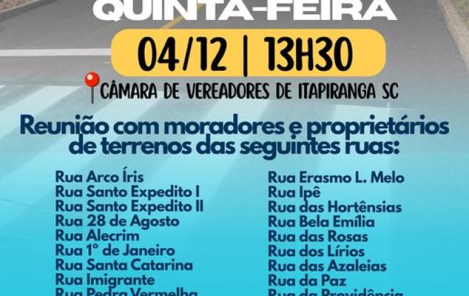 Audiência pública define pavimentações em 26 ruas de Itapiranga