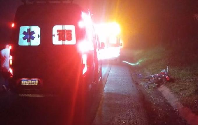 Acidente entre moto e carro deixa jovem ferido na BR-163, em Dionísio Cerqueira