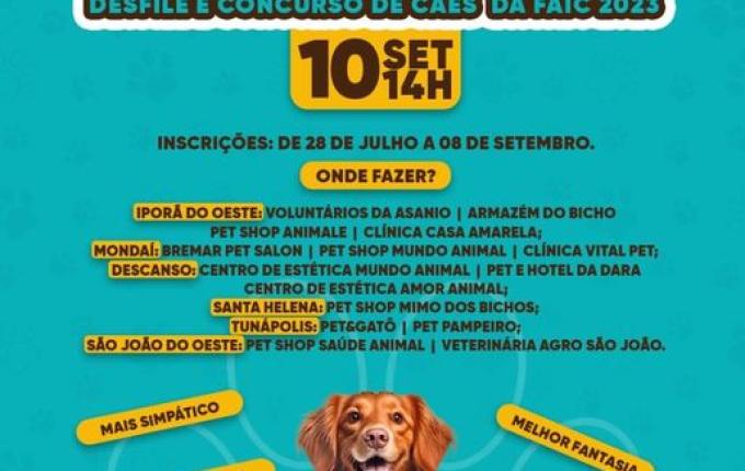 Abertas as inscrições para o desfile e concurso de cães da 10ª FAIC