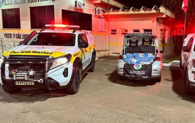 Veículo com 10 mil maços de cigarros contrabandeados é apreendido em São Lourenço do Oeste