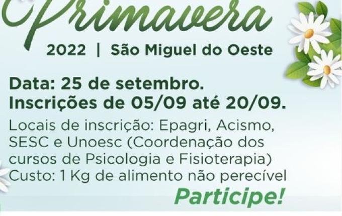 Inscrições para a Caminhada da Primavera seguem até dia 20 deste mês
