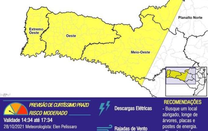 Defesa Civil emite alerta para possibilidade de temporais na região