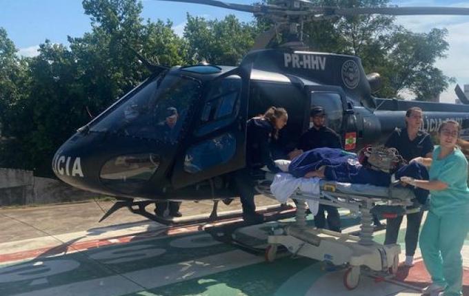 Paciente com infarto é transferido de helicóptero de Maravilha para Xanxerê