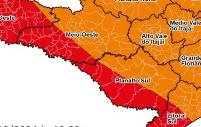 Defesa Civil emite alerta para tempestades severas no Extremo Oeste de SC