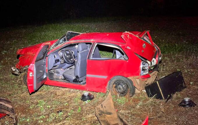 Saída de pista deixa 5 pessoas feridas na SC 163, em São Miguel do Oeste