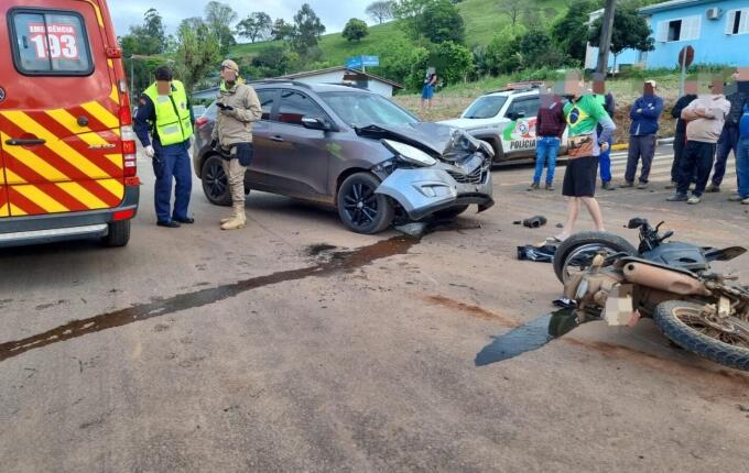Motociclista fica ferido em colisão com carro em Tunápolis
