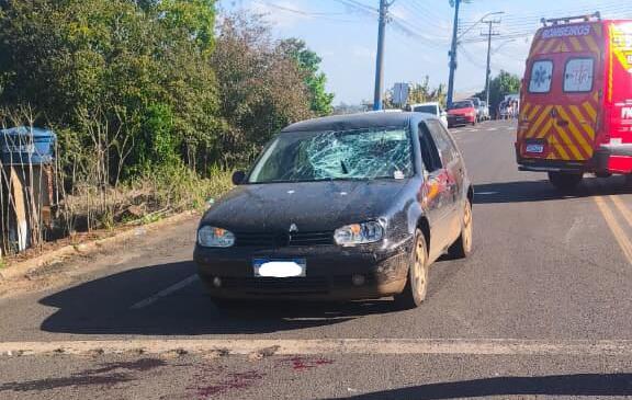 Adolescente fica ferido em acidente entre bicicleta e carro em Cunha Porã