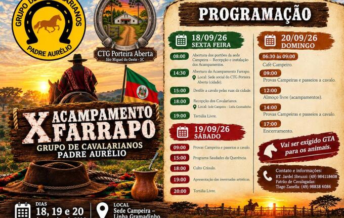 Grupo de Cavalarianos e CTG promovem 10º Acampamento Farrapo em SMO