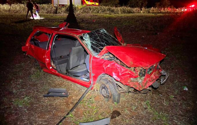 Saída de pista deixa 5 pessoas feridas na SC 163, em São Miguel do Oeste