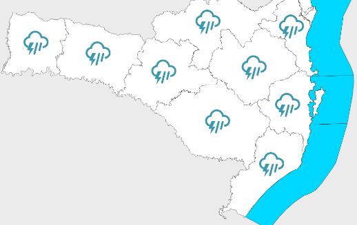 Oeste de SC tem previsão de temporais entre a tarde e a noite desta terça