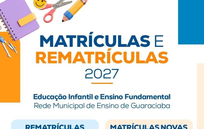 Rematrículas na rede municipal de Guaraciaba terminam nesta sexta-feira