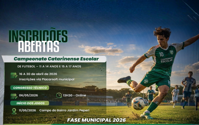 Inscrições abertas para o Campeonato Catarinense Escolar de Futebol em SMO