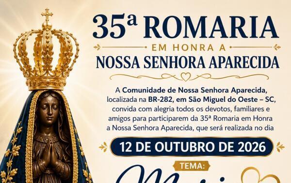 35ª Romaria de Nossa Senhora Aparecida será realizada nesta segunda em SMO