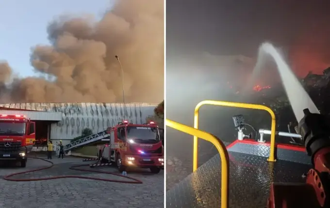 Incêndio em fábrica da Colcci é controlado após 15 horas em Itajaí