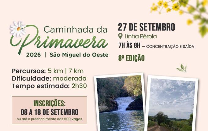 Inscrições para Caminhada da Primavera abrem dia 8 em SMO
