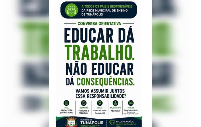 Participação na vida escolar é tema de palestra para pais em Tunápolis