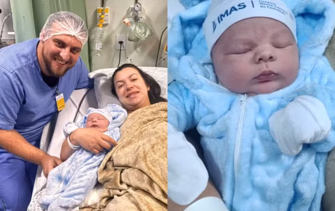Bebê nasce com 4,9 kg e bate recorde de hospital em Tubarão
