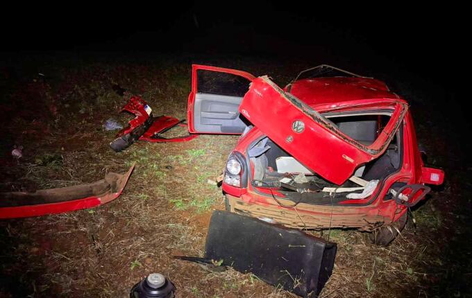 Saída de pista deixa 5 pessoas feridas na SC 163, em São Miguel do Oeste