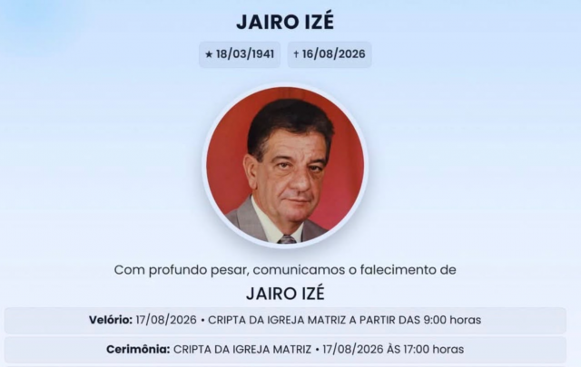 Farmacêutico e empresário Jairo Izé morre aos 85 anos em Chapecó