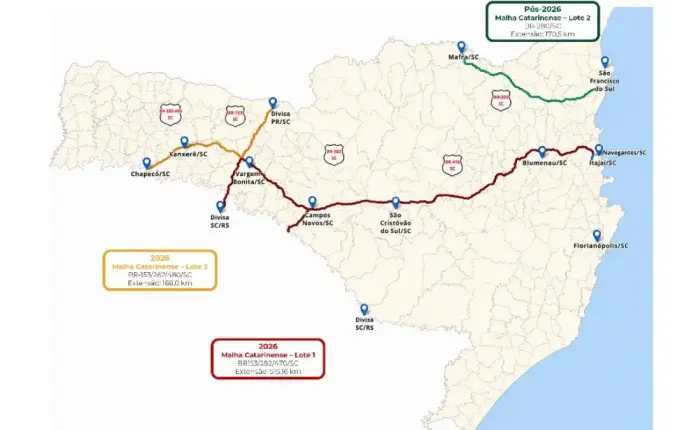 Pedágios têm data para começar em 4 rodovias federais de SC