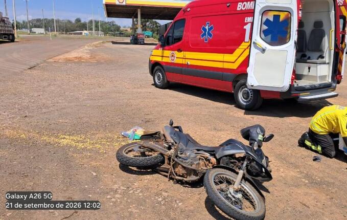Motociclista fica ferido após colisão com caminhão na BR-163, em São José do Cedro