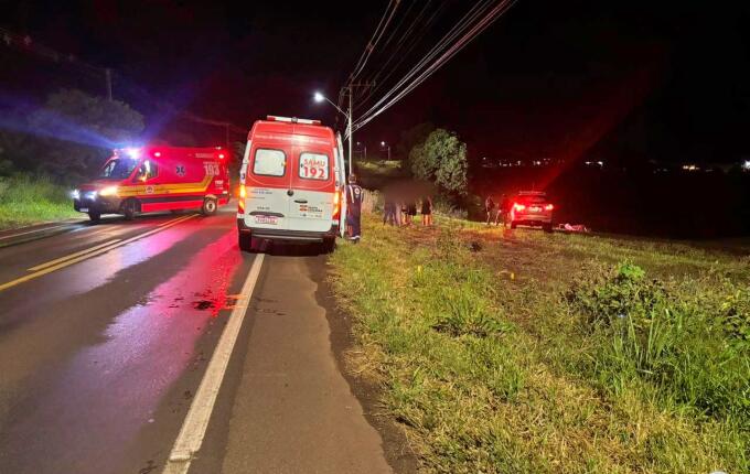 Saída de pista deixa 5 pessoas feridas na SC 163, em São Miguel do Oeste