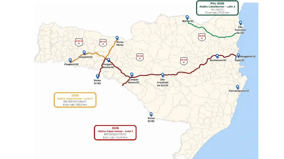 Pedágios têm data para começar em 4 rodovias federais de SC