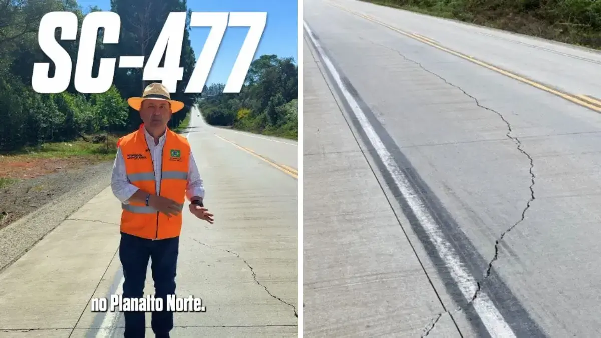 Rodovia de SC que rachou em 7 meses foi feita para durar mais de 20 anos, diz Jorginho Mello